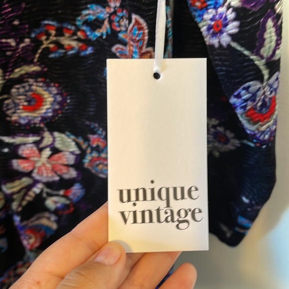 Unique Vintage Plus Size Black Floral Velvet Friday Night Bodysuit - Picture 6 of 12